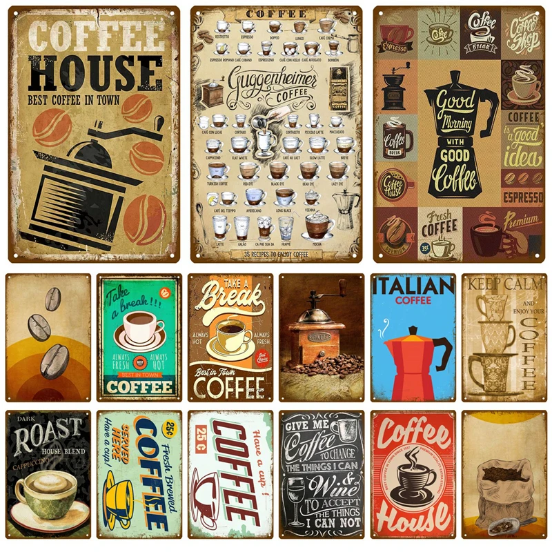 Metal Sign Retro Decor Coffee  - Vintage Collectible Plates recension och pris